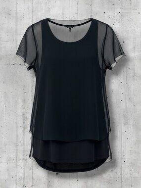Ann Taylor Black Sheer Blouse with Matching Inner Tank XS